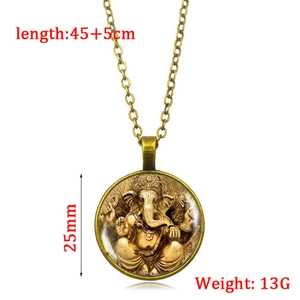 Collier avec pendentif Ganesha en bronze vintage et gemme temporelle avec chaîne de 45 cm