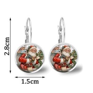 Boucles d'oreilles en verre père Noël vintage avec crochet en alliage et dimensions