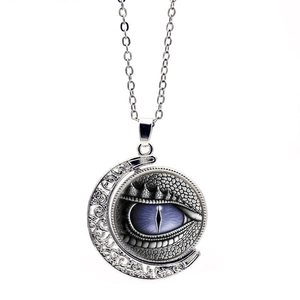 Vintage Drehbarer Drachenauge Mond Anhänger Halskette Legierung Glas Retro Magie Gotik Pulloverkette Schmuck Für Damen Herren