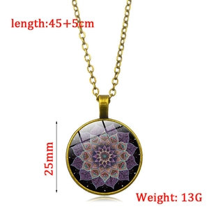 Collana con ciondolo mandala in vetro e cristallo con finitura bronzo per uomo e donna