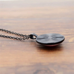 Naruto Sharingan necklace with vintage black metal pendant and matte finish chain