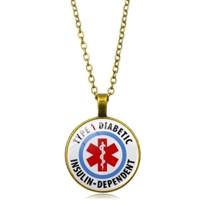 Collana medica vintage in bronzo per diabetici di tipo 1 dipendenti da insulina