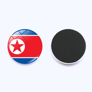 Round 25mm North Korea flag crystal glass fridge magnet with creative magnetic back