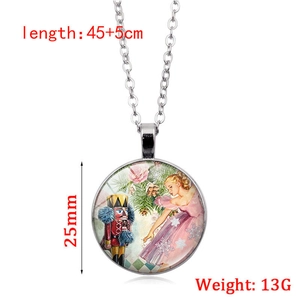 Collier pendentif ballet Casse-Noisette vintage avec chaîne argentée et cabochon