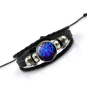 Bracelet multicouche en cuir fait main avec signe du zodiaque Bélier et breloque