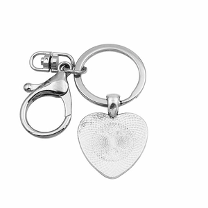 Silver heart shaped keychain with lobster clasp and round ring Van Gogh Starry Night pendant