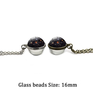 Collar colgante galaxia sistema solar con cuentas de vidrio de doble cara de 16mm