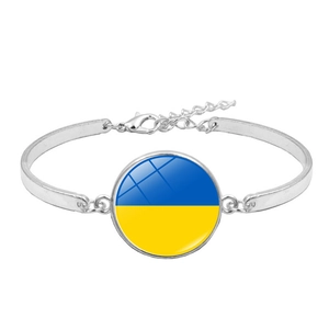 Oekraïne Vlag Glas Cabochon Armband Voor Vrouwen Mannen Verzilverd Legering Verstelbare Ketting Oekraïne Embleem Sieraden
