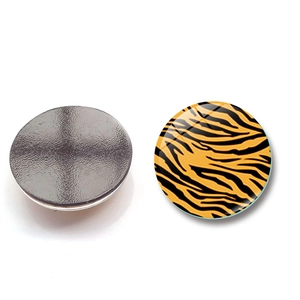 30mm round leopard print glass fridge magnets with strong magnetic back for home decor