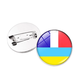 Rundes Ukraine-Flaggen-Pin-Abzeichen mit buntem Muster und Metall-Sicherheitsnadel