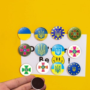 Round Ukraine Flag Fridge Magnet Crystal Glass Magnetic Sticker For Home Kitchen Office Whiteboard Decor Gift Accessory