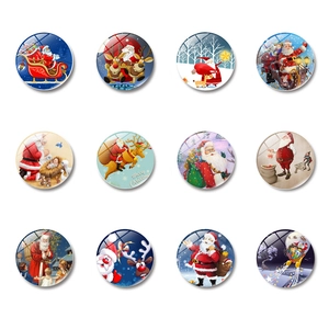 Vintage Santa Claus Round Fridge Magnets Resin Magnetic Clips For Home Kitchen Office Whiteboard Christmas Decoration Gifts