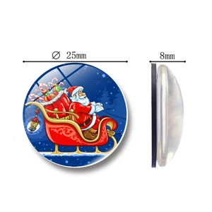 Creative 25mm Santa Claus crystal glass fridge magnet with 8mm thickness for home decor