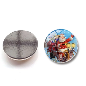 25mm glass Santa Claus fridge magnets with magnetic back for creative holiday home decor