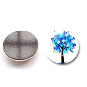 Detailed view of Tree of Life crystal glass fridge magnet showing front and magnetic back