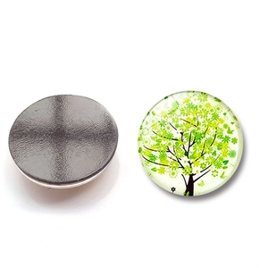 Tree of Life glass refrigerator magnet with light green patterns and magnetic back