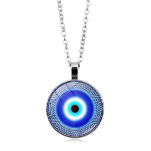 Κολιέ με μενταγιόν Evil Eye από μπλε γυαλί και ασημένια αλυσίδα για γυναίκες