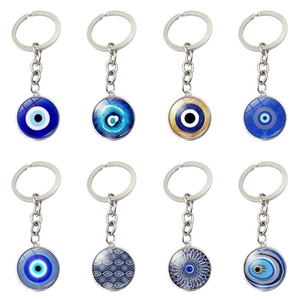 Evil Eye Metal Keychain Nazar Protection Blue Glass Amulet Keyring For Women Men Bag Hanging Ornament Jewelry Gift