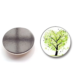 Detailed front and back view of a 25mm glass magnetic tree of life fridge magnet
