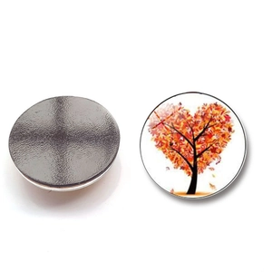 25mm Tree of Life glass cabochon fridge magnet with heart-shaped autumn tree and black magnetic back