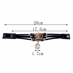 Bracelet Scorpion multicouche en cuir avec perles et fermoir à bouton-pression