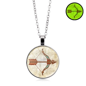 Luminous Sagittarius constellation necklace with vintage glass pendant and glow-in-the-dark feature