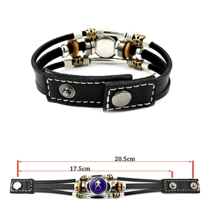 Luminous Aquarius multi-layer leather bracelet with vintage beads and size dimensions