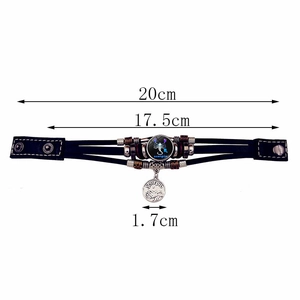Bracciale multistrato in pelle fatto a mano con ciondolo zodiacale Scorpione e perline