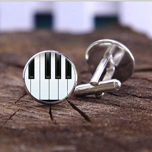 Boutons de Manchette Musicaux Touches de Piano Pour Hommes Alliage Verre Motif Piano Boutons de Chemise Française Bijoux Cadeau