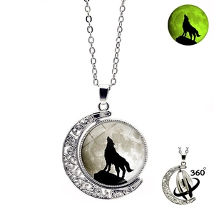 Pendentif loup et lune rotatif avec effet lumineux et fonction de rotation à 360 degrés