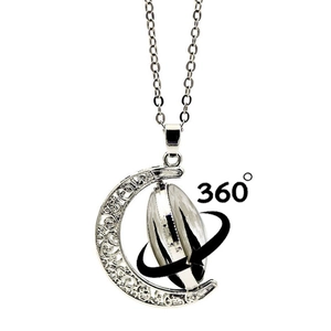 Collier loup hurlant lumineux avec pendentif lune rotative et croissant ajouré élégant