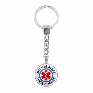 Medical alert keychain detail showing the Star of Life and I HAVE DIABETES text