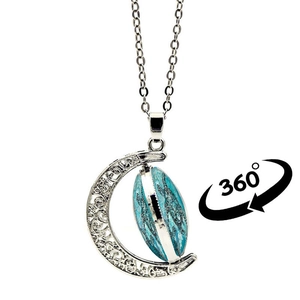Collar de tortuga con colgante de luna giratorio y dije marino azul de doble cara