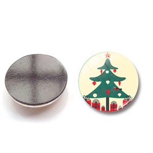 Vorder- und Rückansicht eines 25mm Weihnachtsbaum-Glasmagneten für den Kühlschrank
