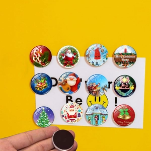 Christmas Resin Cabochon Fridge Magnets Cartoon Santa Claus Reindeer Patterns Holiday Home Decor Whiteboard Magnetic Stickers