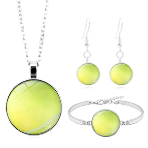 Parure de bijoux de tennis avec collier boucles d'oreilles et bracelet en fini argent