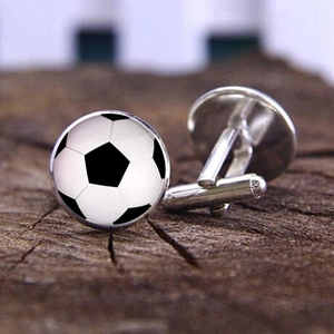 Boutons de Manchette Homme Thème Sportif Football Basketball Baseball Rugby Tennis Bowling Alliage Verre Gemme du Temps Cadeau