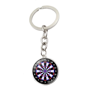 Porte-clés Cible de Fléchettes Alliage de Zinc Cabochon en Verre Thème Sportif Créatif Anneau pour Sacs Clés de Voiture Femme Homme Bijoux
