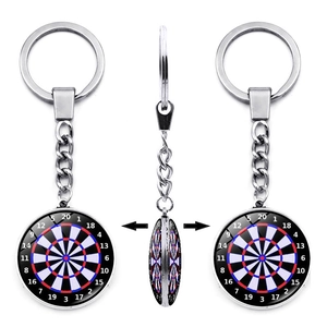 Kreativer Dartscheibe Schlüsselanhänger Zinklegierung Glas Rotierender Anhänger Sport Ziel Design Tasche Zubehör Schlüsselring Geschenk