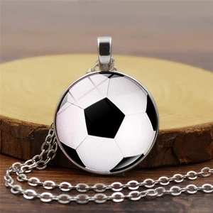 Sport Thema Glas Edelsteen Hanger Halsketting Legering Verguld Voetbal Basketbal Baseball Volleybal Rugby Voor Heren Dames Mode Sieraden