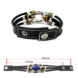 Bracelet multicouche en cuir tressé avec signe du zodiaque Scorpion et perles vintage
