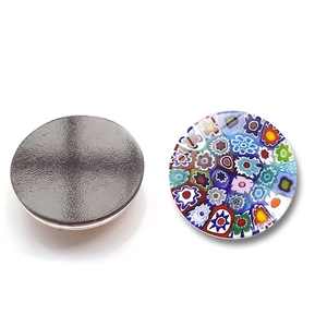 Venetian style Millefiori glass fridge magnet with colorful mosaic and magnetic back