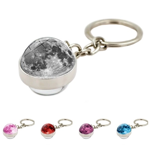 Portachiavi con Sfera di Vetro Terra Superficie Lunare Universo Lega di Zinco Portachiavi Galassia Cielo Stellato Ornamento Borsa