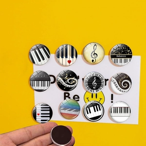 Musiksymbol Glas Kühlschrankmagnete Klavier Tastatur Design Rund Dekorative Magnetsticker Für Whiteboard Home Office