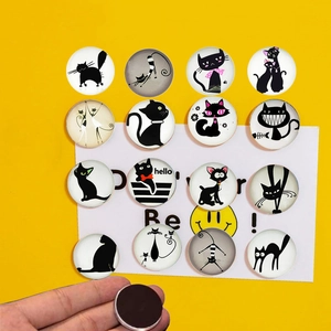 30mm Cartoon Black Cat Refrigerator Magnets Synthetic Resin Fridge Stickers Magnetic Whiteboard Decor For Home Kitchen Office