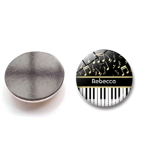 25mm Glas-Kühlschrankmagnet mit Musiknoten, Klaviertasten und Rebecca-Schriftzug