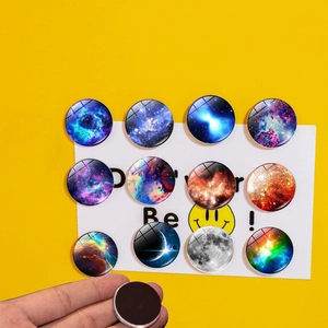 Galaxy Universe Nebula Glass Refrigerator Magnets Creative Round Crystal Space Decorative Fridge Magnets For Office Whiteboard Home Decor