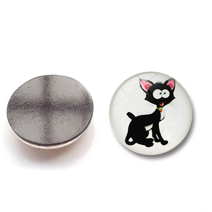 Cartoon black cat crystal glass fridge magnet with magnetic back for home decor