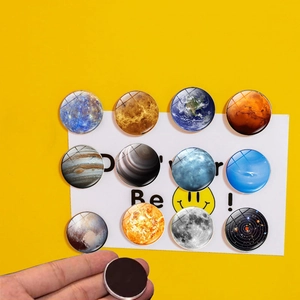 Solar System Planet Glass Fridge Magnets 30mm 3D Galaxy Earth Moon Mars Astronomy Decorative Magnetic Whiteboard Stickers For Home Office Kitchen