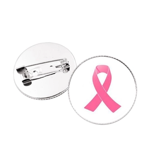 Épingle ruban rose contre le cancer du sein avec base en alliage et dôme en verre clair